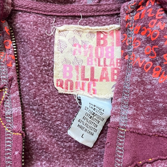 Billabong Maroon Jacket with Pink and Yellow Details - Picture 2 of 6